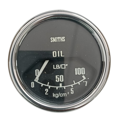 SMITHS OIL PRESSURE GAUGE - BLACK FACE - MECHANICAL - 52mm