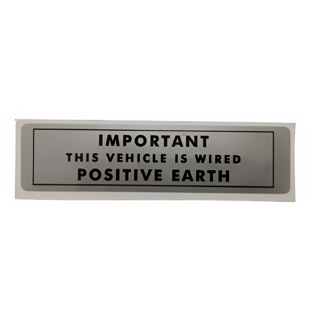 MINI & MOKE POSITIVE EARTH STICKER